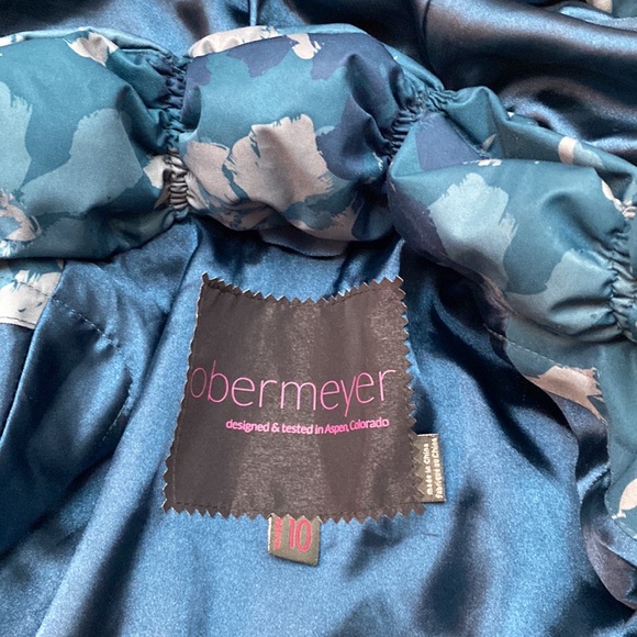 Obermeyer Leighton Insulated Jacket Teal Blue/Gray Floral 10 - Picture 8 of 12